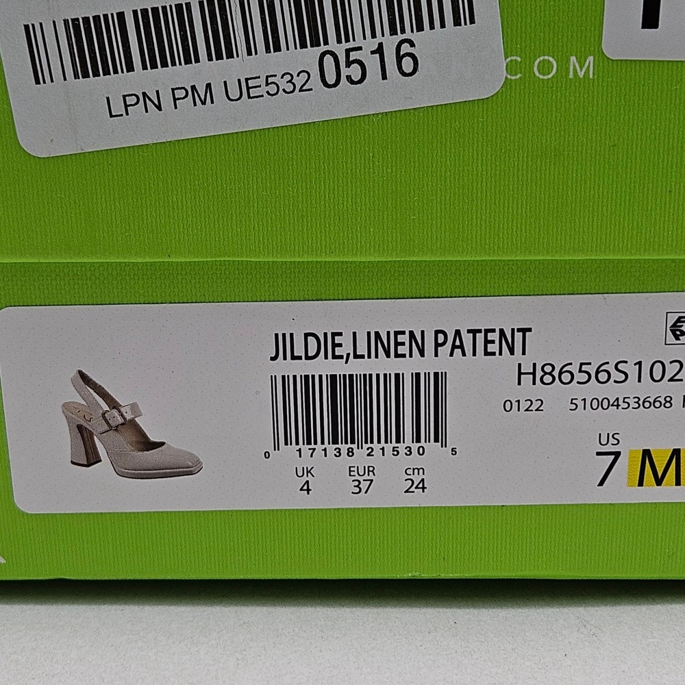 Sam Edelman Jildie Slingback Mary Jane Pump 7M Heels Linen Patent Square Toe - Picture 11 of 16